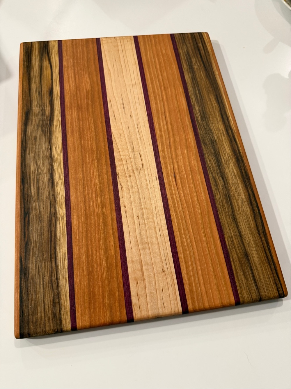 NEW Striped Hardwood Cutting/Serving Board with Accents